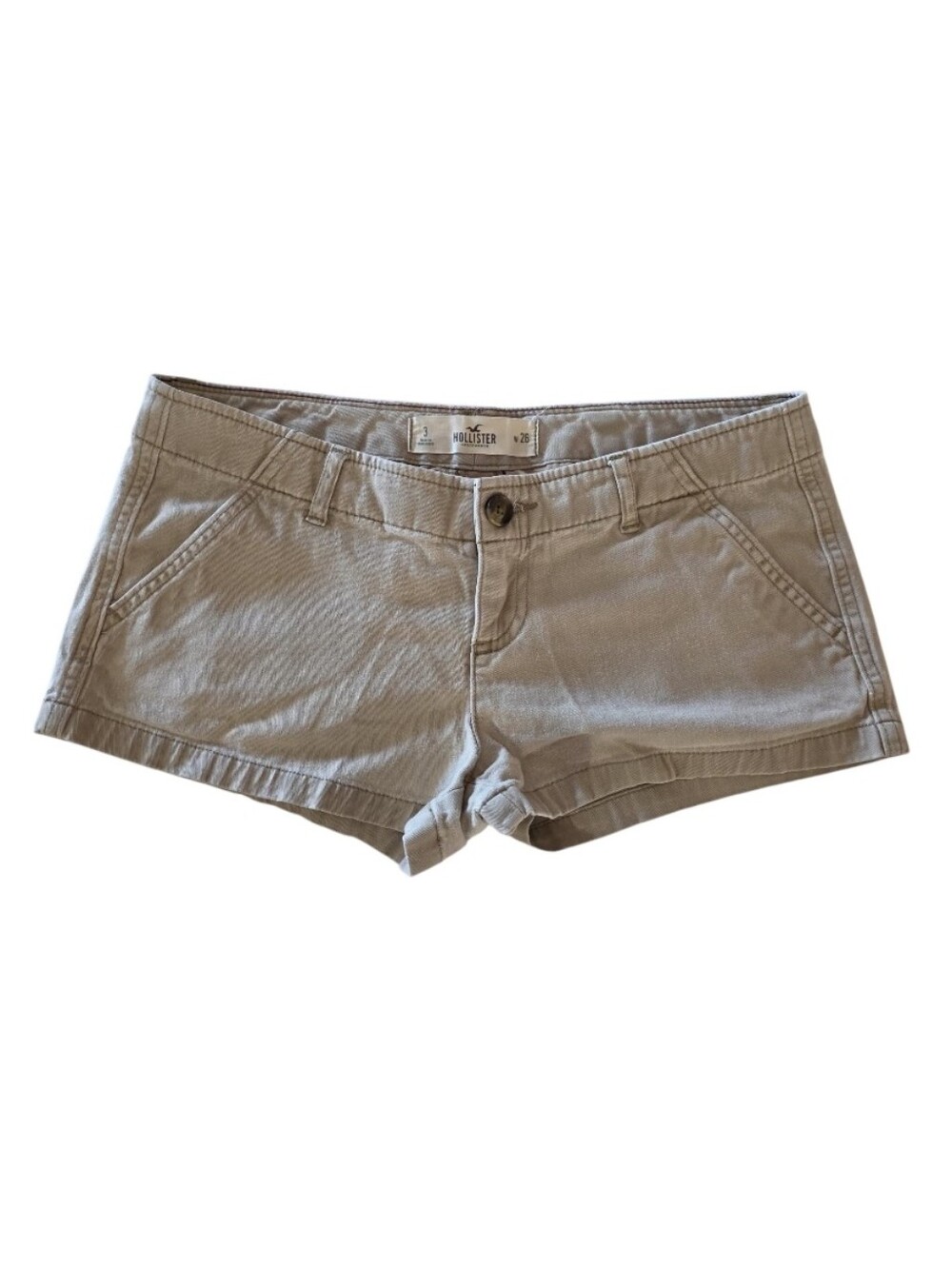 Vintage Y2K Ultra Low Rise Hollister Beige Khaki Shorts Preppy Baddie 2000s